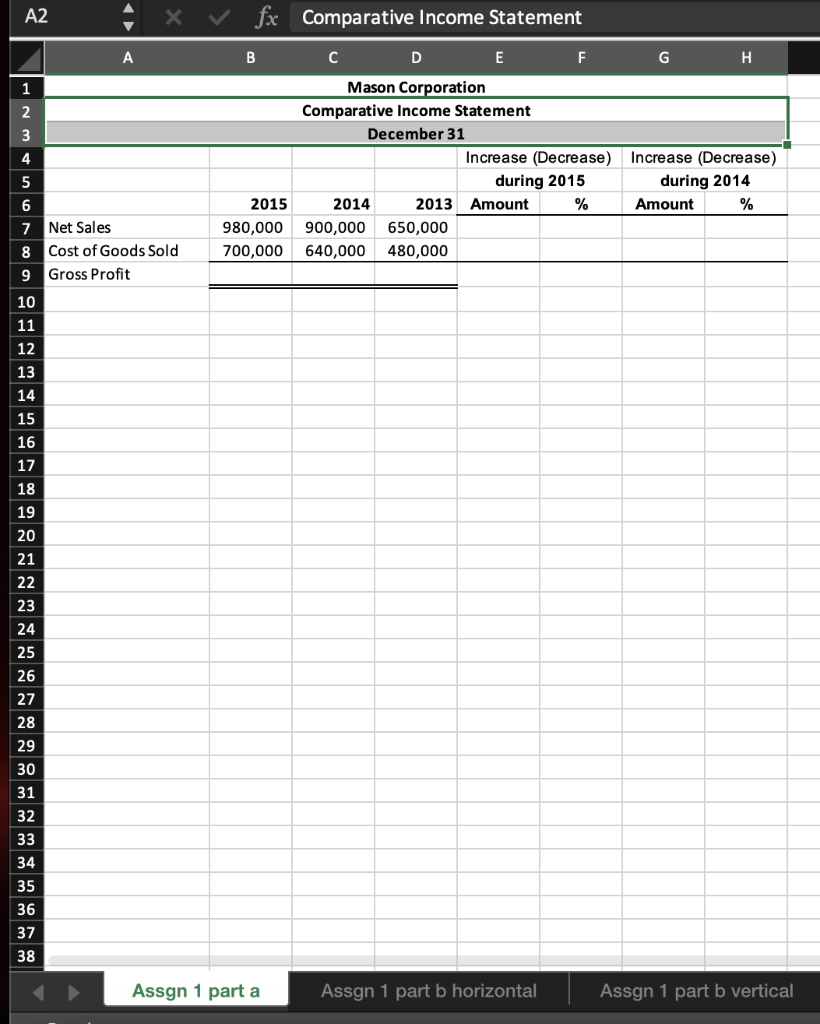 Solved Part A: Horizontal Analysis Item 2015 2014 | Chegg.com