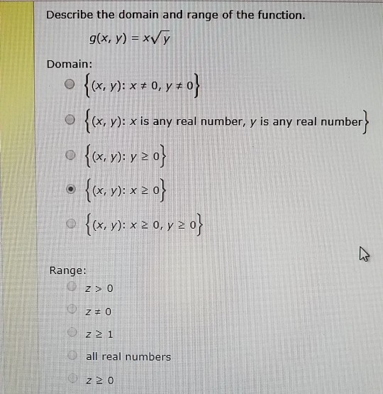 Solved Describe The Domain And Range Of The Function G X Chegg Com