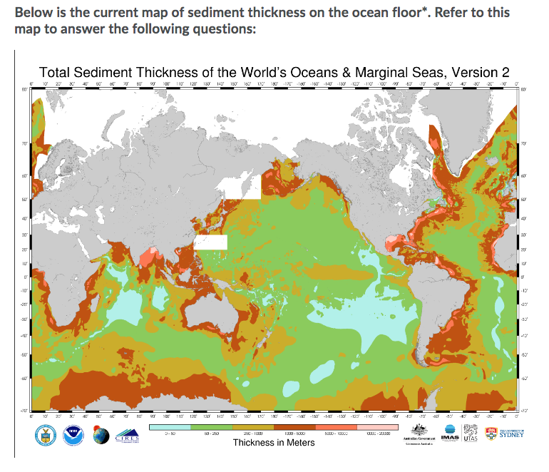 Solved 1 Identify Two Areas Where The Ocean Thickest Sed