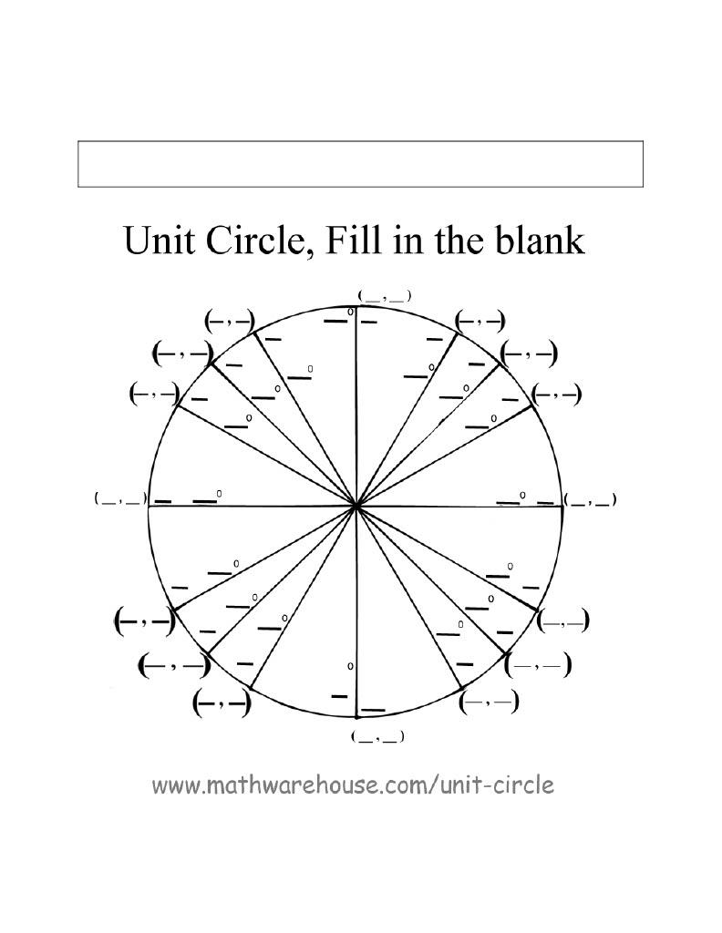 Solved Unit Circle, Fill in the blank (_i_ 6 E, CY_)
