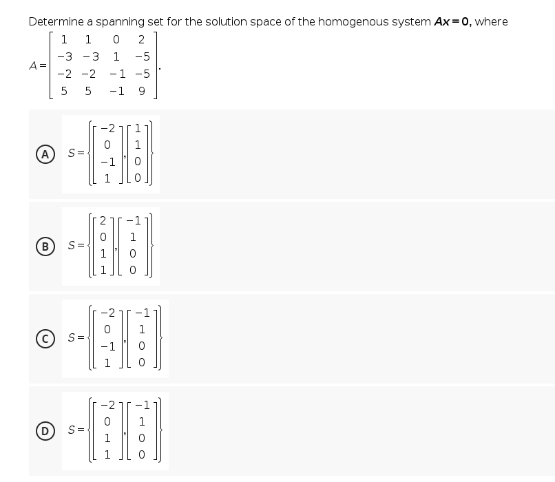 Solved Determine a spanning set for the solution space of | Chegg.com