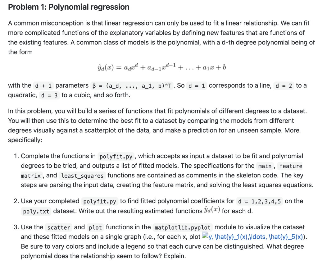 Problem 1 Polynomial Regression A Common 9042