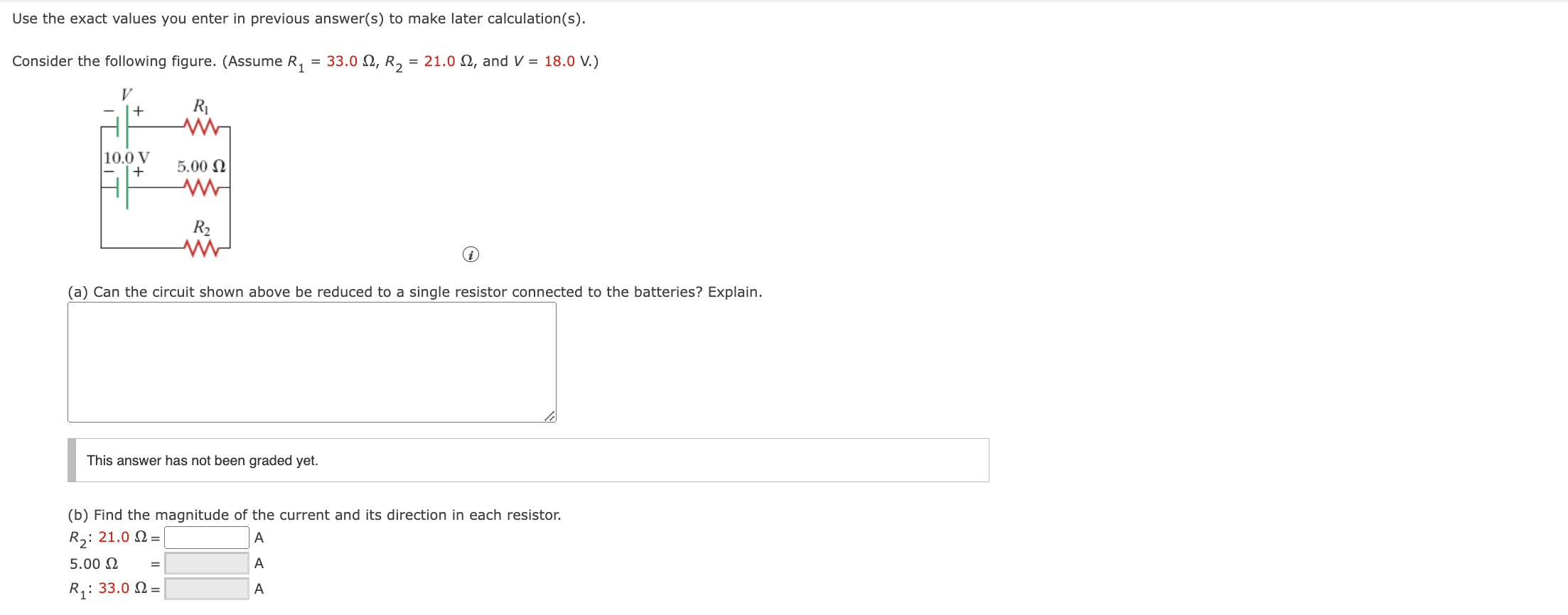 Solved Use the exact values you enter in previous answer(s) | Chegg.com