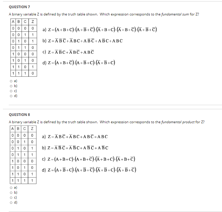 Solved + QUESTION 7 A binary variable Z is defined by the | Chegg.com