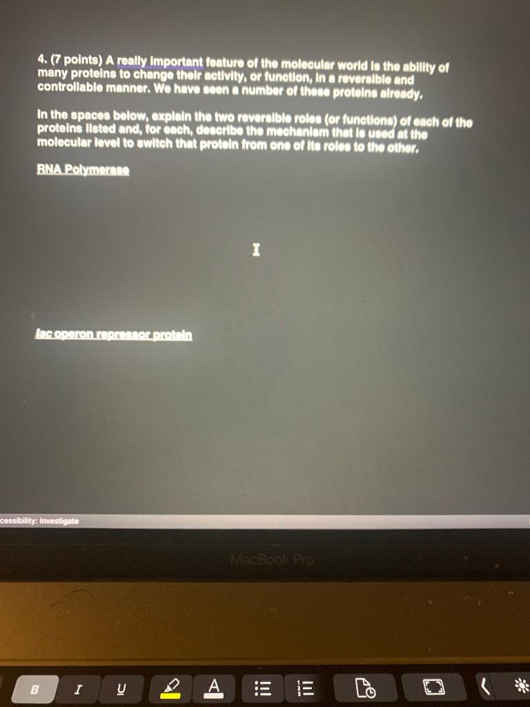 Solved 4. (7 points) A really important feature of the | Chegg.com