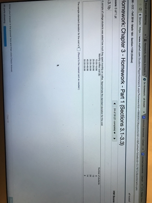 Solved omework: Chapter 3 - Homework - Part 1 (Sections | Chegg.com