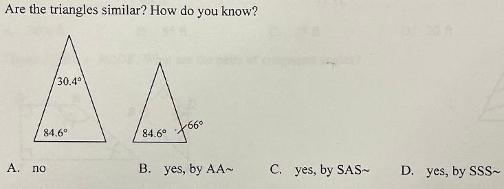 Solved Are the triangles similar? How do you know? A. no B. | Chegg.com