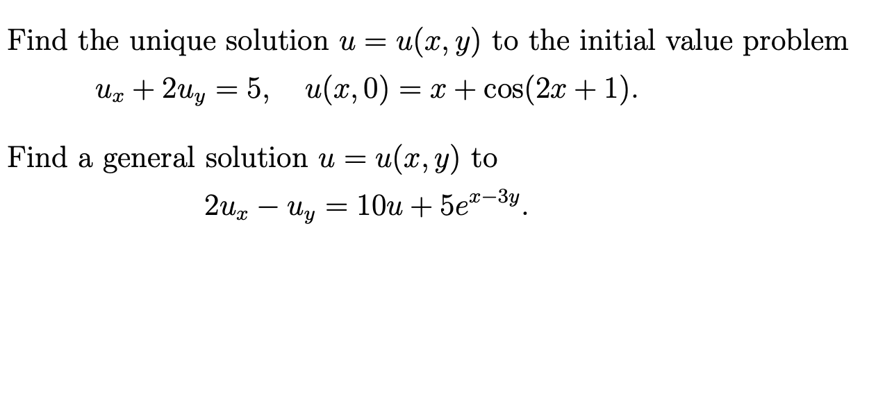 Solved Find the unique solution u= U(x,y) to the initial | Chegg.com