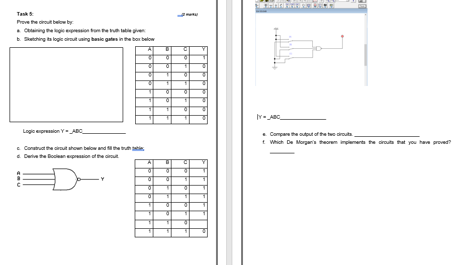 Solved = Marks) Task 5: Prove The Circuit Below By A. | Chegg.com