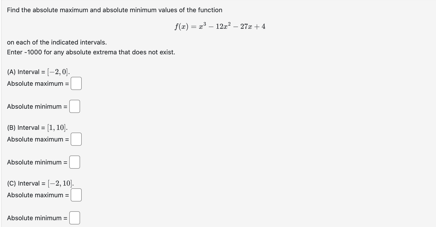 Solved Find The Absolute Maximum And Absolute Minimum Values