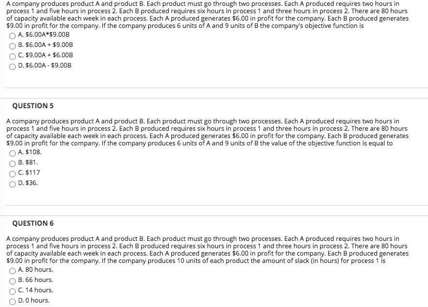 Solved A Company Produces Product A And Product B. Each | Chegg.com