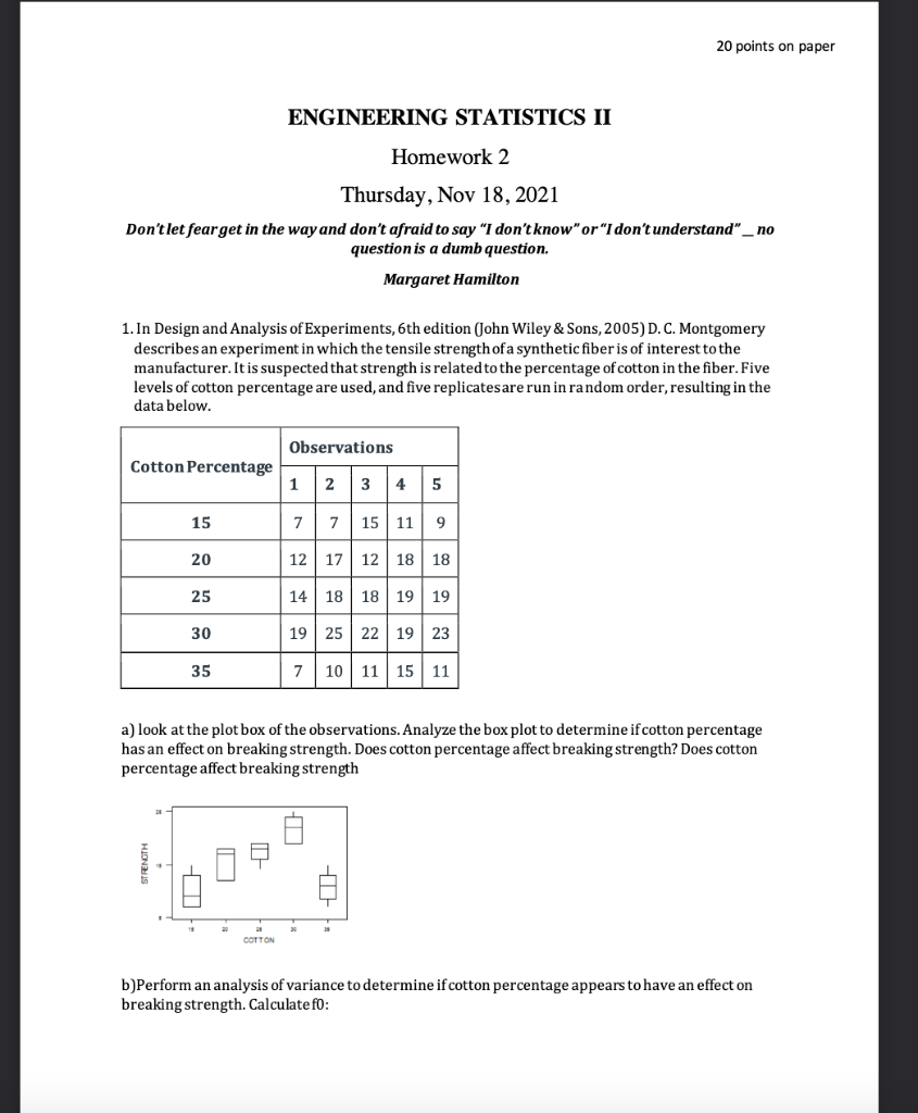 Solved In Design and Analysis of Experiments, 6th edition | Chegg.com