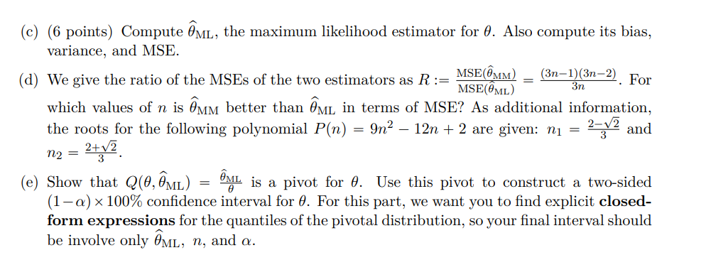 Solved Exercise 2 Consider The Following Distribution With | Chegg.com