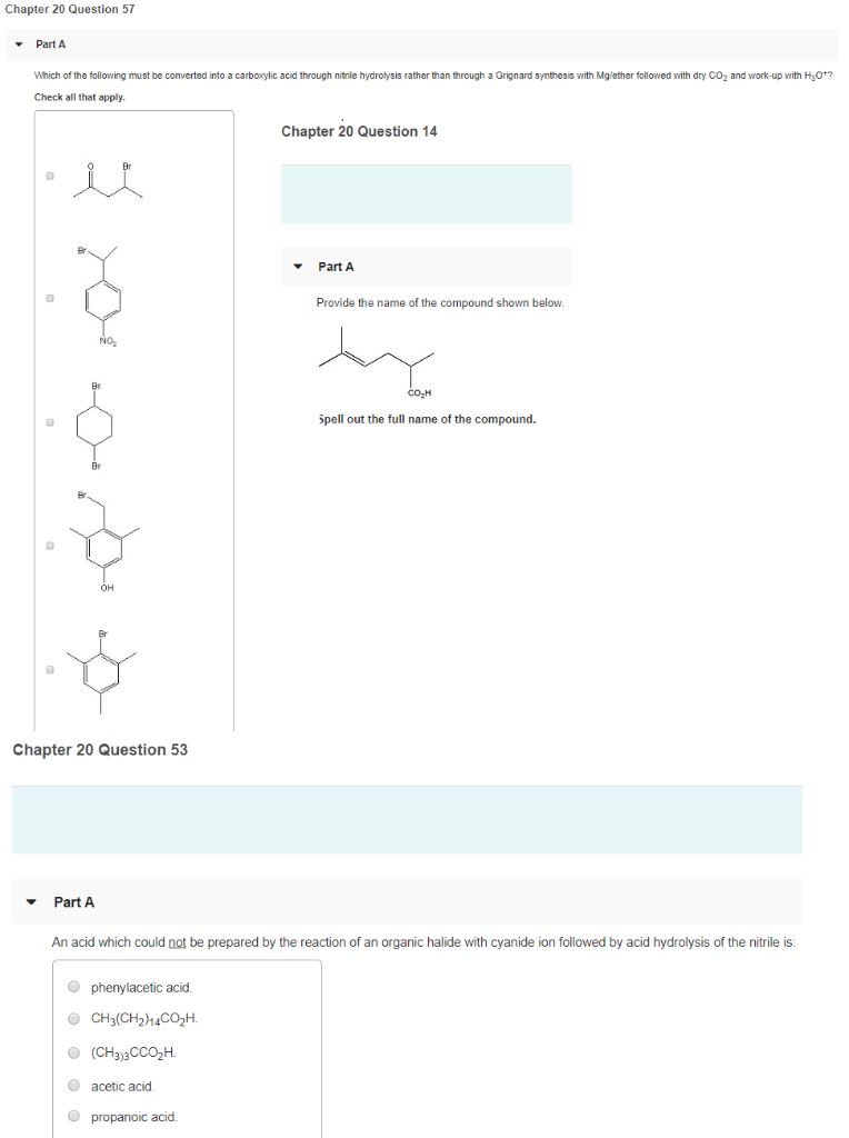 Solved Chapter 20 Question 57 Part A Which Of The Follo Ng | Chegg.com