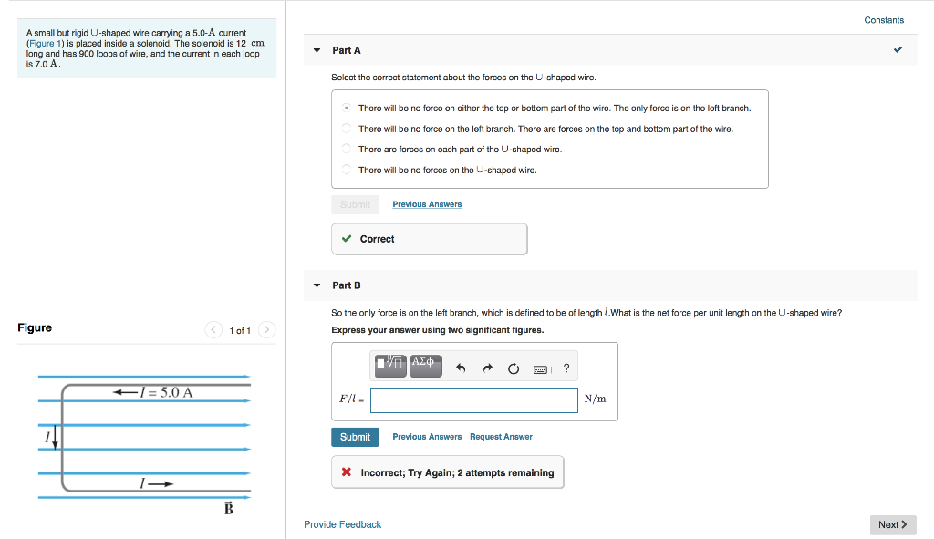 Solved Constants A Small But Rigid U Shaped Wire Carrying A Chegg Com