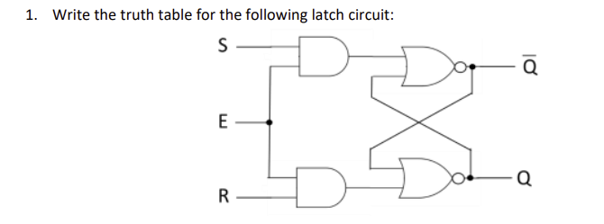 Solved 1. Write the truth table for the following latch | Chegg.com