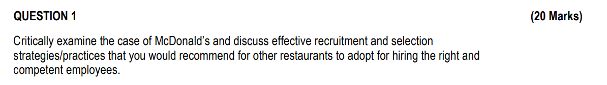 Critically examine the case of McDonald's and discuss | Chegg.com