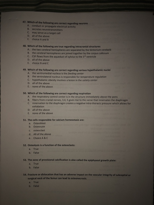 Solved 47. Which of the following are correct regarding | Chegg.com