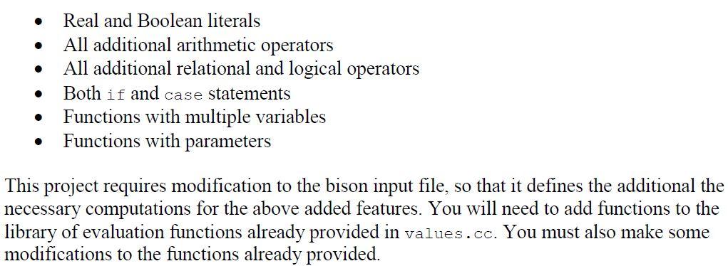 • . . real and boolean literals all additional arithmetic operators all additional relational and logical operators both if a