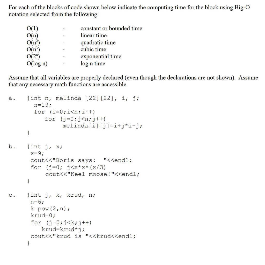 Solved For Each Of The Blocks Of Code Shown Below Indicat Chegg Com