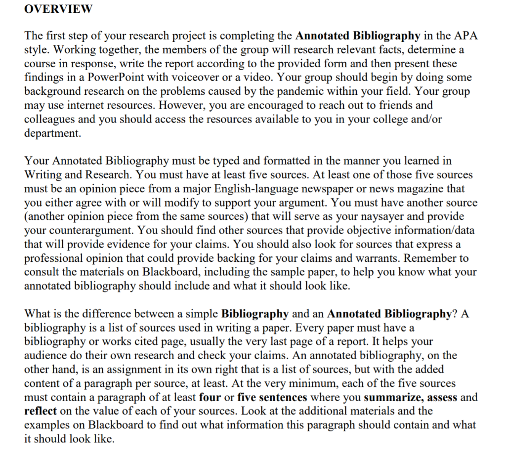 what is a working bibliography apa