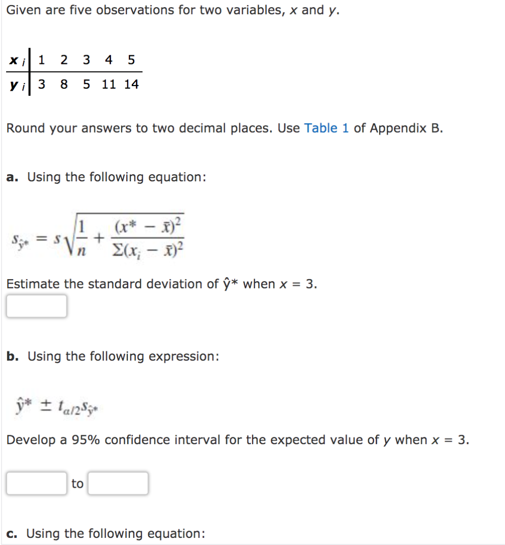 Solved Given Are Five Observations For Two Variables, X And | Chegg.com