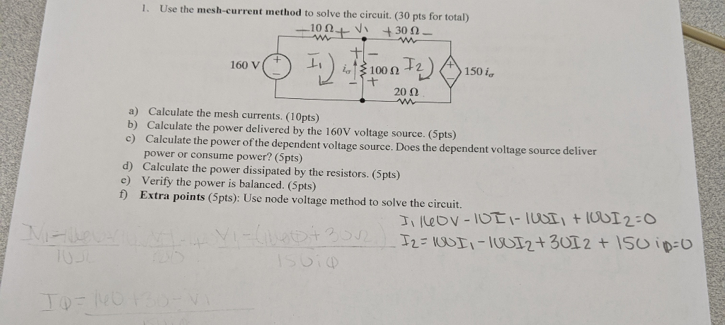 Solved 1. Use The Mesh-current Method To Solve The Circuit. | Chegg.com