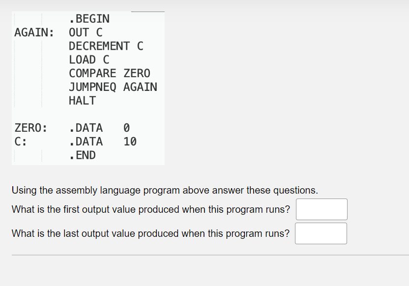 Solved Using the assembly language program above answer | Chegg.com