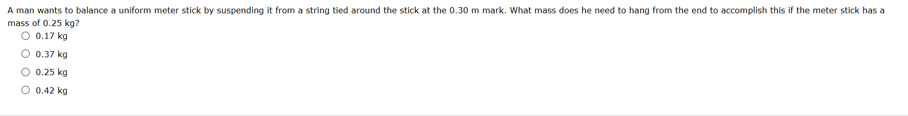 Solved A man wants to balance a uniform meter stick by | Chegg.com