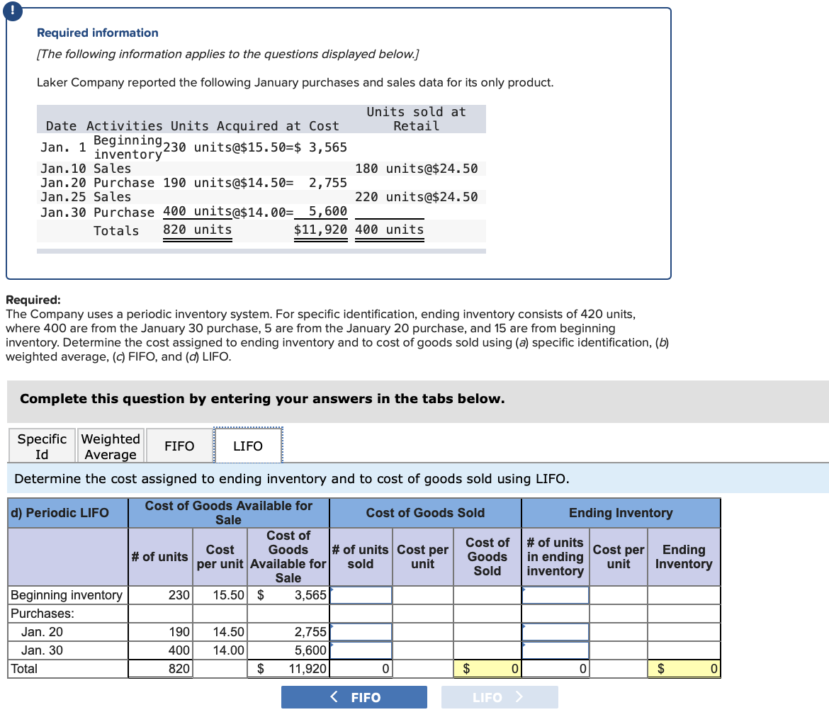 Solved Required information [The following information
