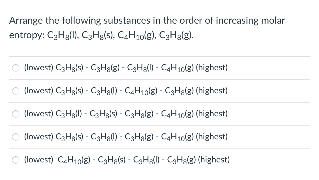 Solved Arrange The Following Substances In The Order Of 0198