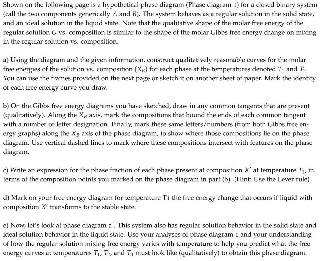 Solved Shown On The Following Page Is A Hypothetical Phase | Chegg.com