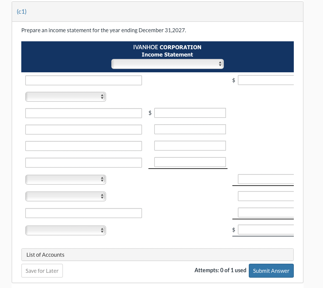 Solved Ivanhoe Corporation's balance sheet at December 31, | Chegg.com