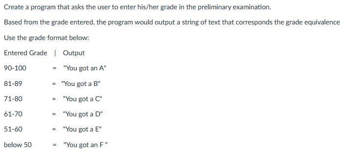 Solved Create a program that asks the user to enter his/her | Chegg.com