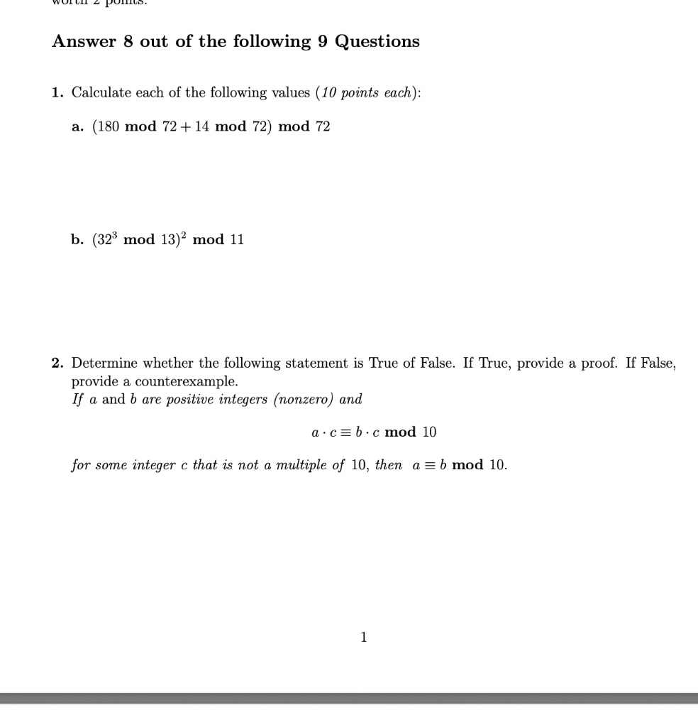 Solved Answer 8 Out Of The Following 9 Questions 1 Calcu Chegg Com