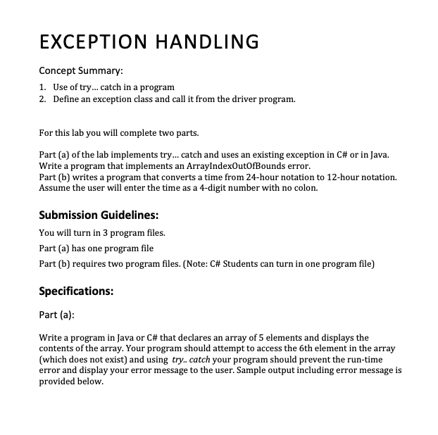 SOLUTION: Error handling built in exceptions - Studypool