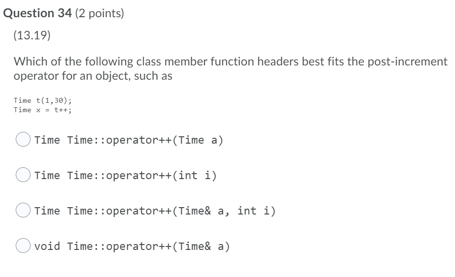 Solved Question 34 (2 points) (13.19) Which of the following | Chegg.com