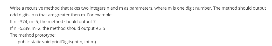 Solved Write a recursive method that takes two integers n | Chegg.com