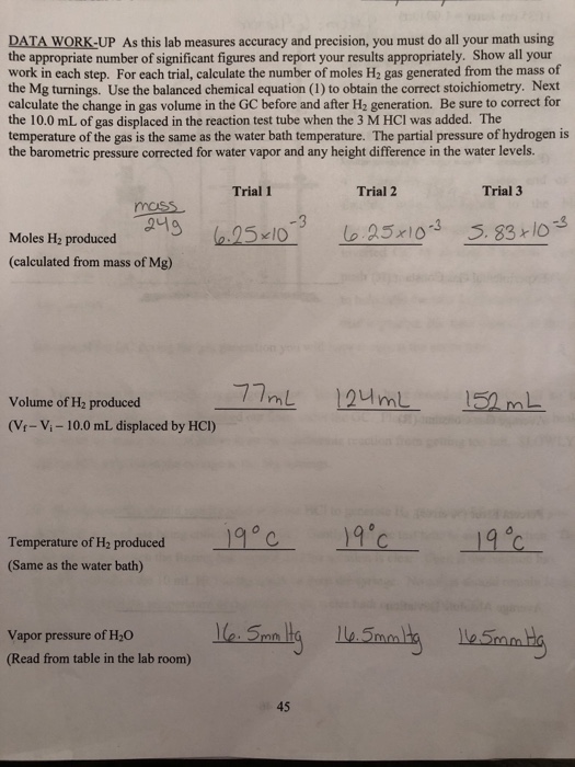 Solved Ideal gas law lab what is the water level height