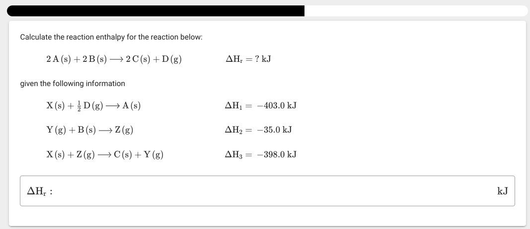 Solved Calculate The Reaction Enthalpy For The Reaction | Chegg.com