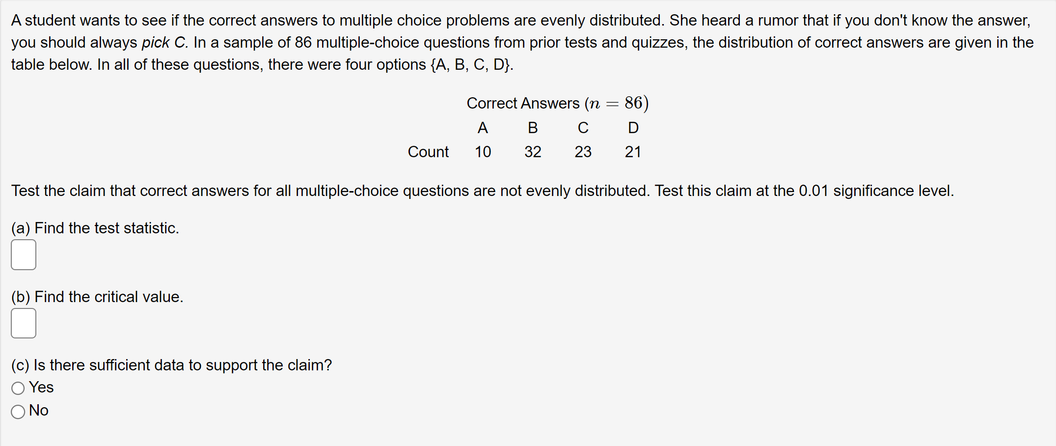 Solved A student wants to see if the correct answers to | Chegg.com