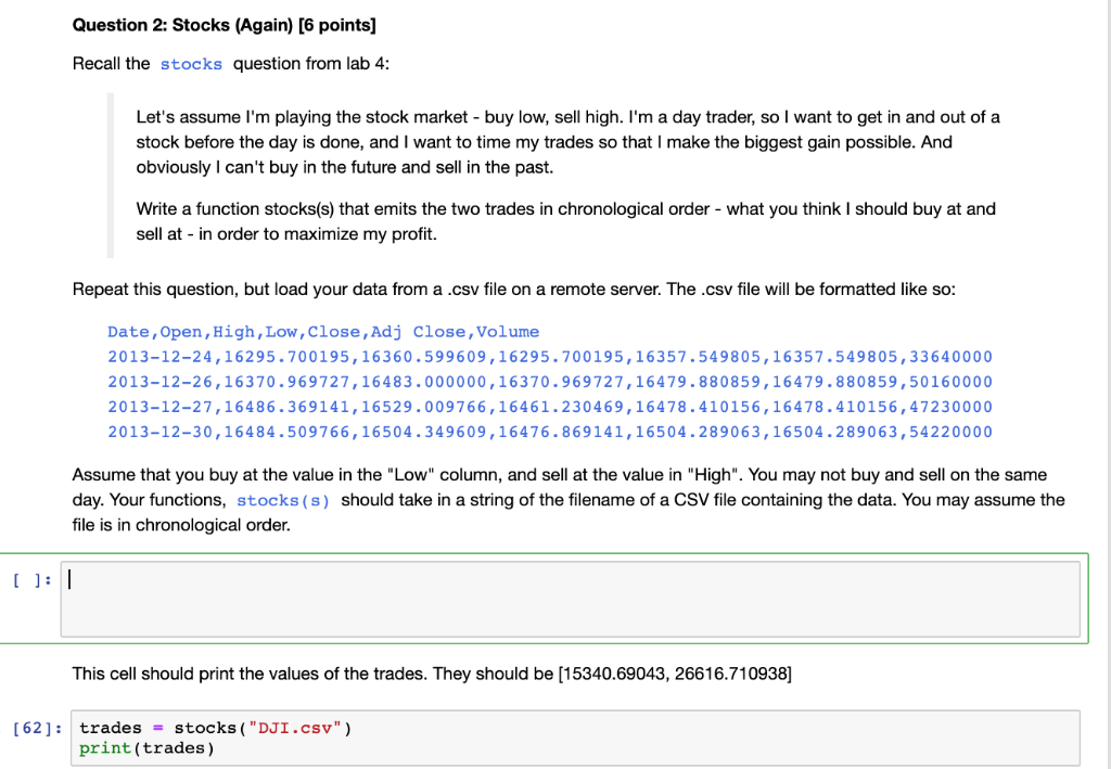 Solved Question 2 Stocks (Again) [6 points] Recall the