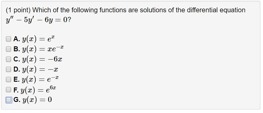 Solved (1 point) Which of the following functions are | Chegg.com