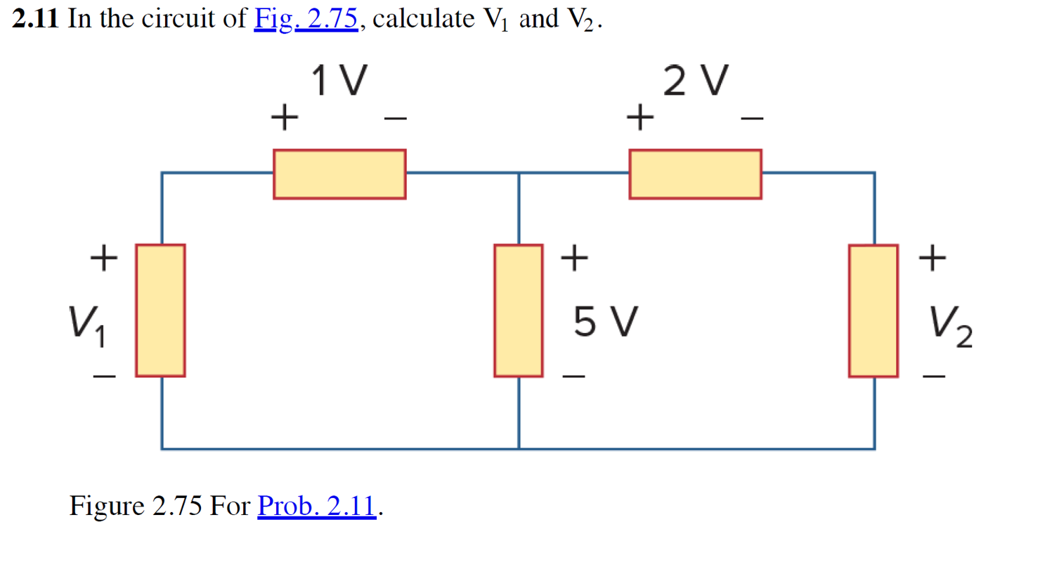 Solved 2.11 In the circuit of Fig. 2.75, calculate V, and | Chegg.com