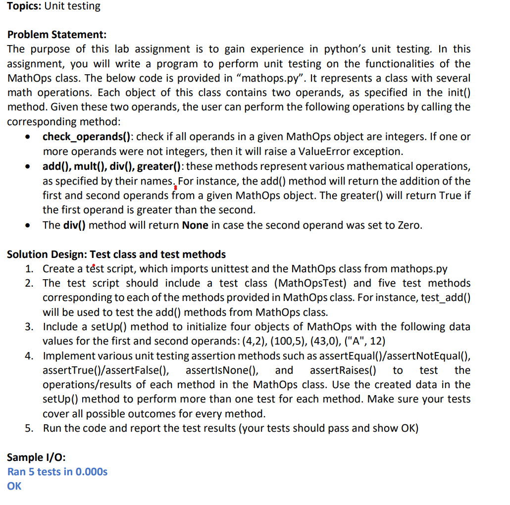 Solved Problem Statement: The purpose of this lab assignment | Chegg.com