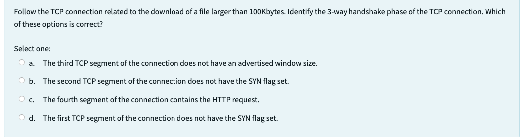 Solved Follow the TCP connection related to the download of | Chegg.com