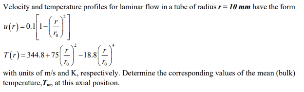 Solved Velocity and temperature profiles for laminar flow in | Chegg.com