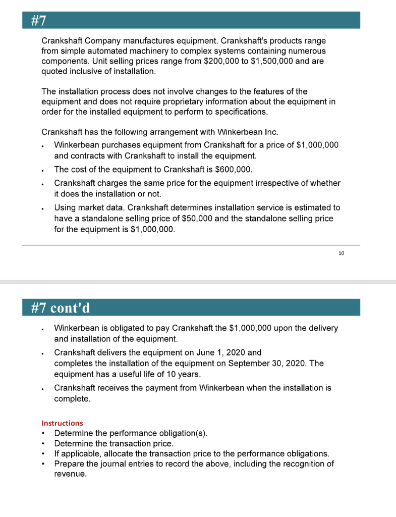 Solved Crankshaft Company manufactures equipment.