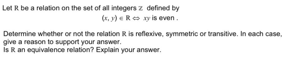 Solved Let R Be A Relation On The Set Of All Integers Z | Chegg.com