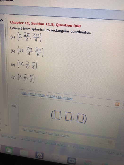 Solved Convert from spherical to rectangular coordinates. | Chegg.com